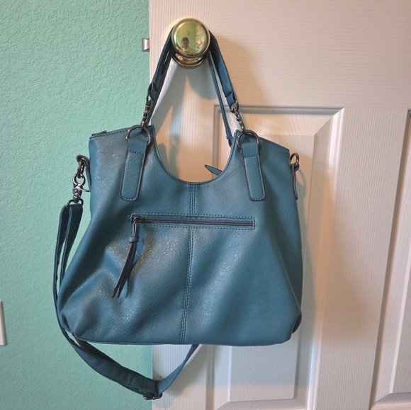 Black Rivet Teal Shoulder Bag - Picture 2 of 8